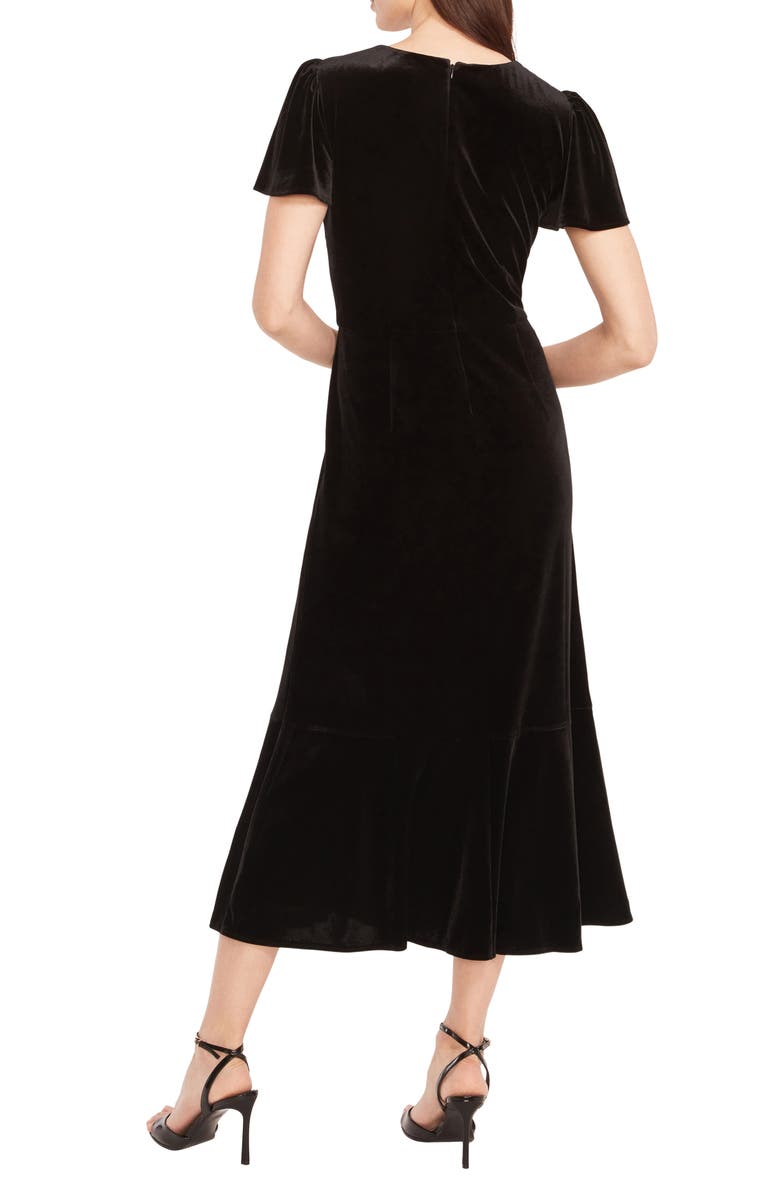 Maggy London Short Sleeve Velvet Midi Dress, Alternate, color, Black