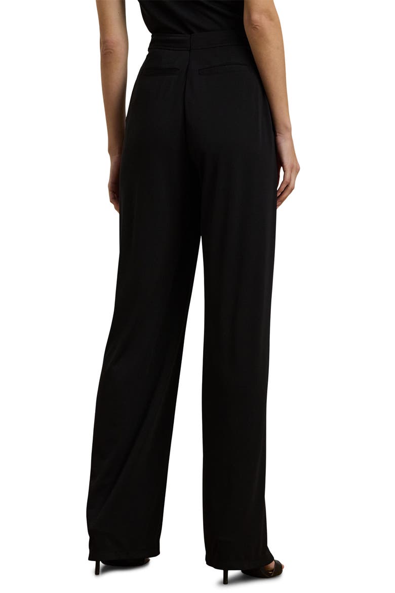 Pleated Wide Leg Knit Pants, Alternate, color, BLACK