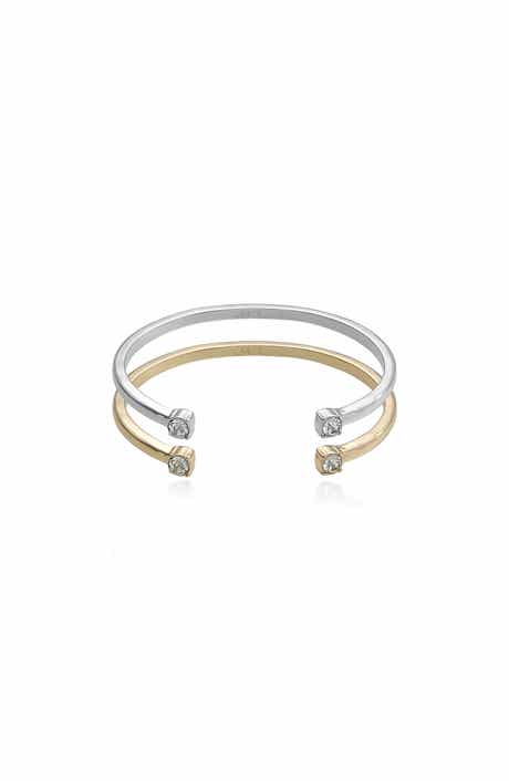 Mixed Metal Set of 2 Bangle Bracelets