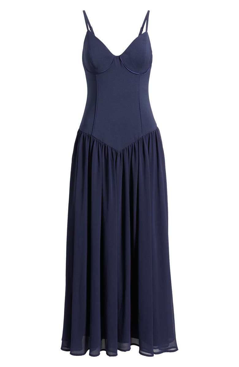 Hutch Bustier Drop Waist Evening Gown, Alternate, color, Navy