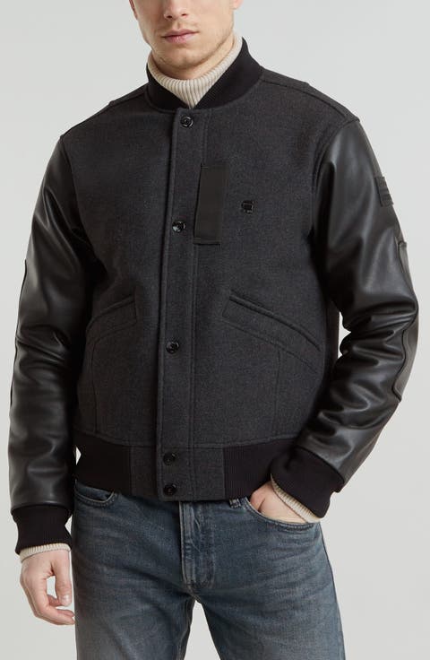 Wool Blend & Leather Varsity Jacket