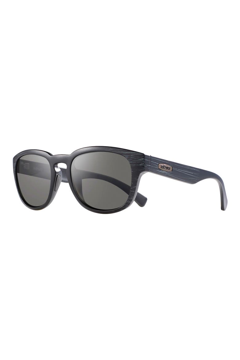 Zinger 53mm Polarized Round Sunglasses, Alternate, color, MATTE BLACK SCRATCH