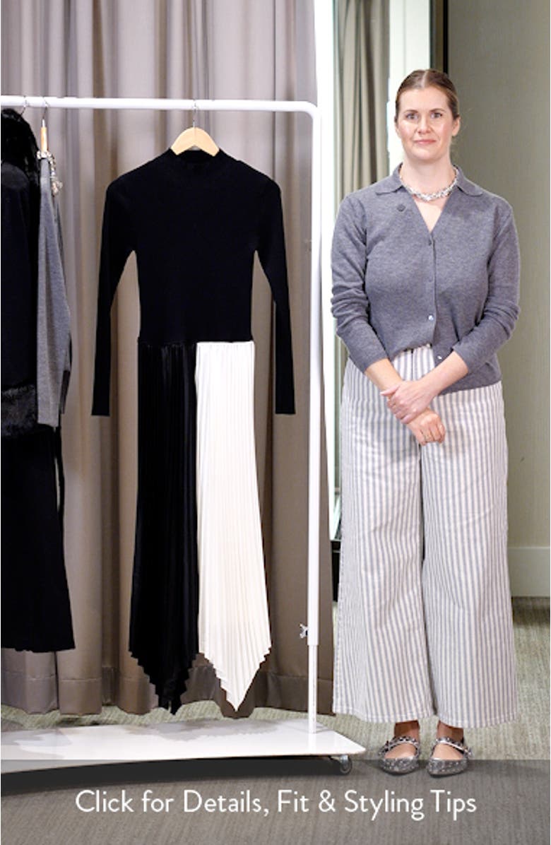 The Elsa Long Sleeve Mixed Media Midi Dress, sales video thumbnail