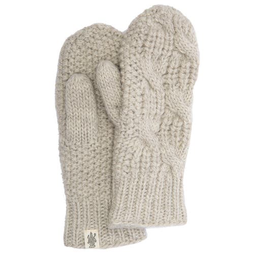Nirvana Designs Side Cable Knit Mittens In Linen