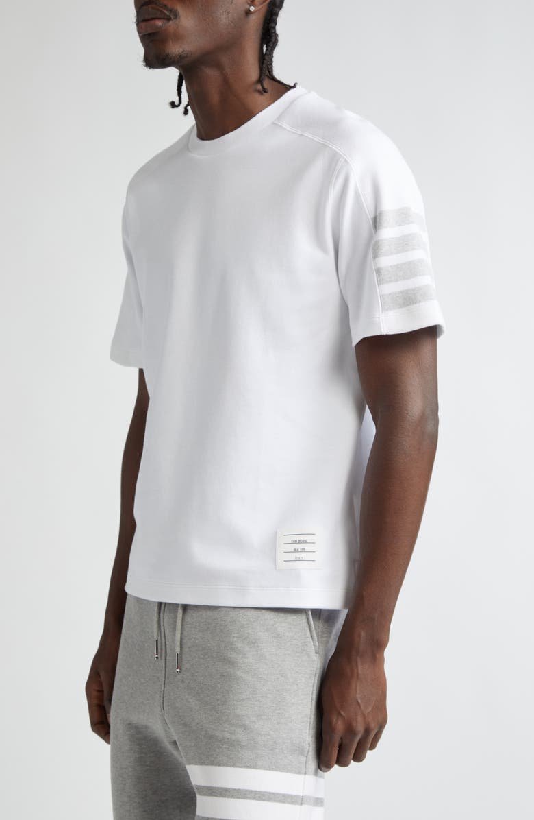 Thom Browne Milano 4-Bar Cotton T-Shirt, Alternate, color, White