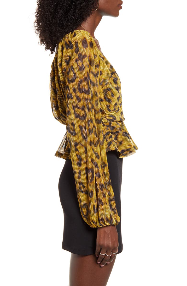 4SI3NNA Annalise Leopard Print Metallic Blouse, Alternate, color,