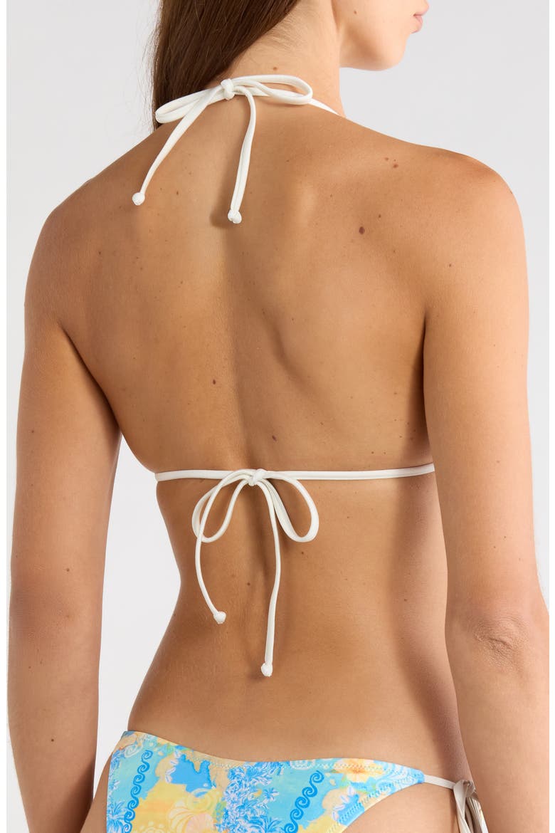 Twin Ruched Halter Bikini Top, Alternate, color, NEON SPLICE