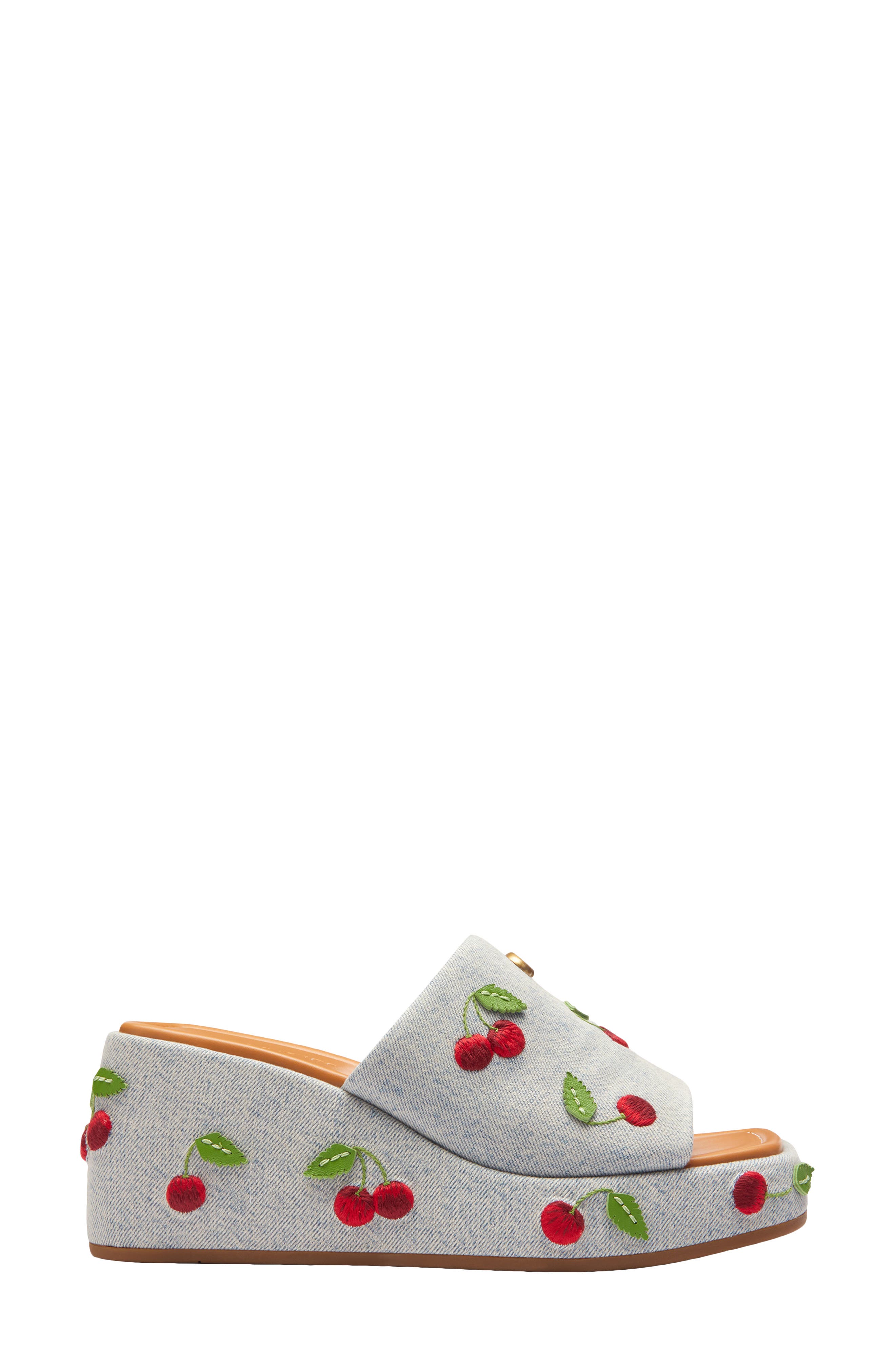 COACH Marie Denim Cherries Platform Wedge Sandal, Alternate, color, 
