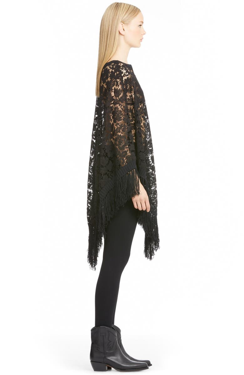 Valentino Fringed Lace Poncho, Alternate, color,