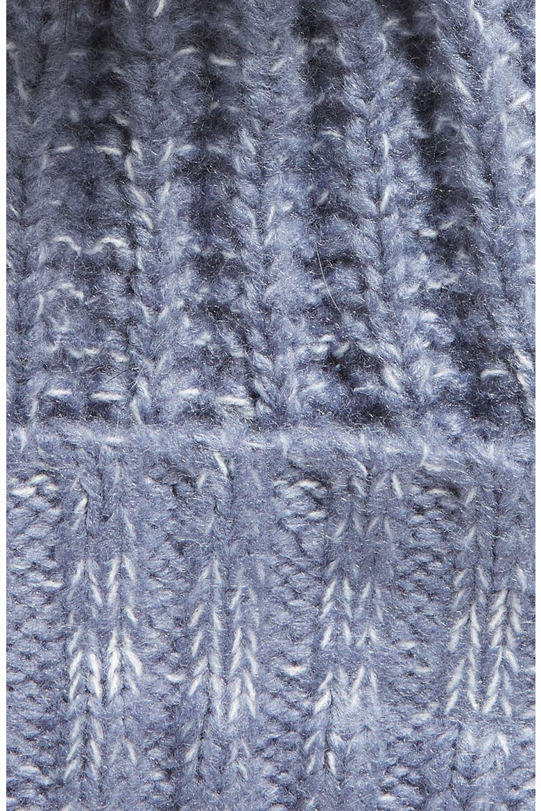 Chunky Ribbed Beanie with Faux Fur Pompom, Alternate, color, NEW DENIM