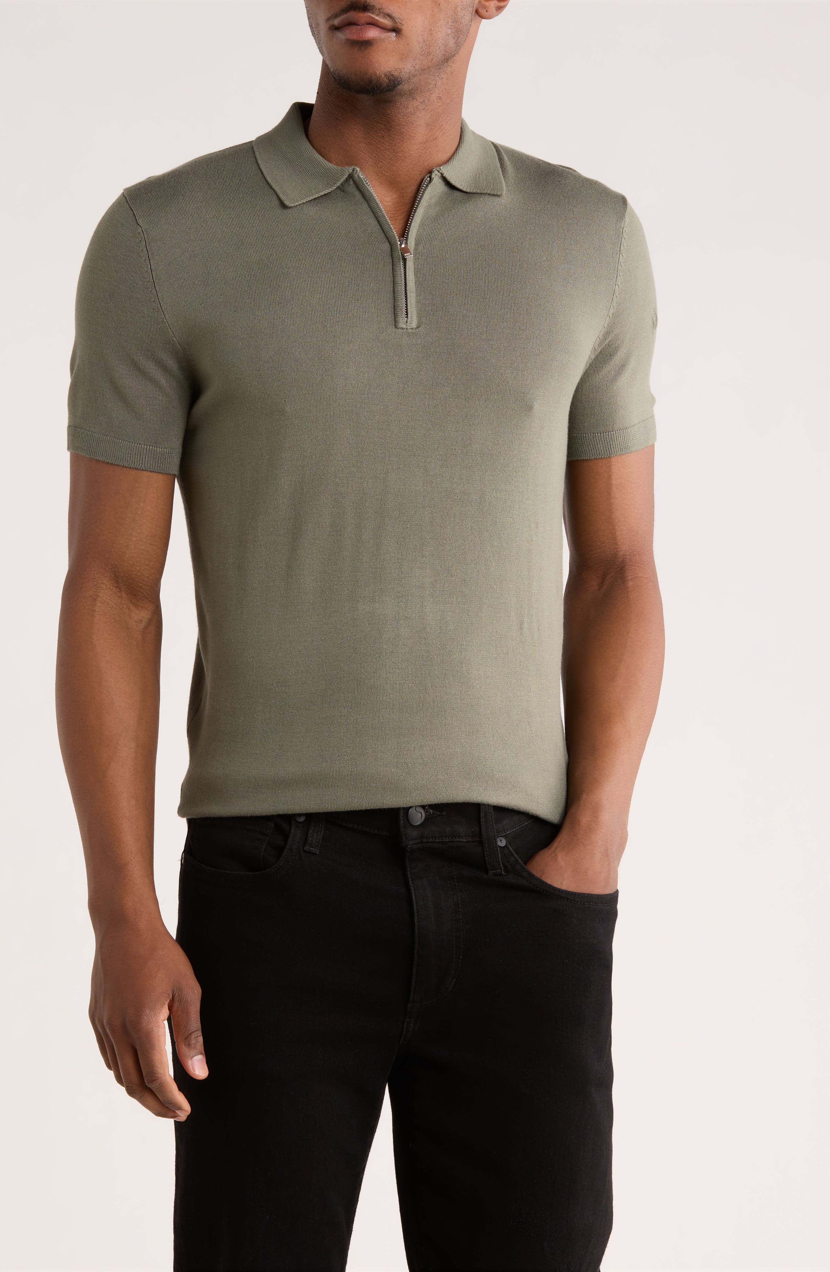 DENIM AND FLOWER Quarter Zip Polo Sweater