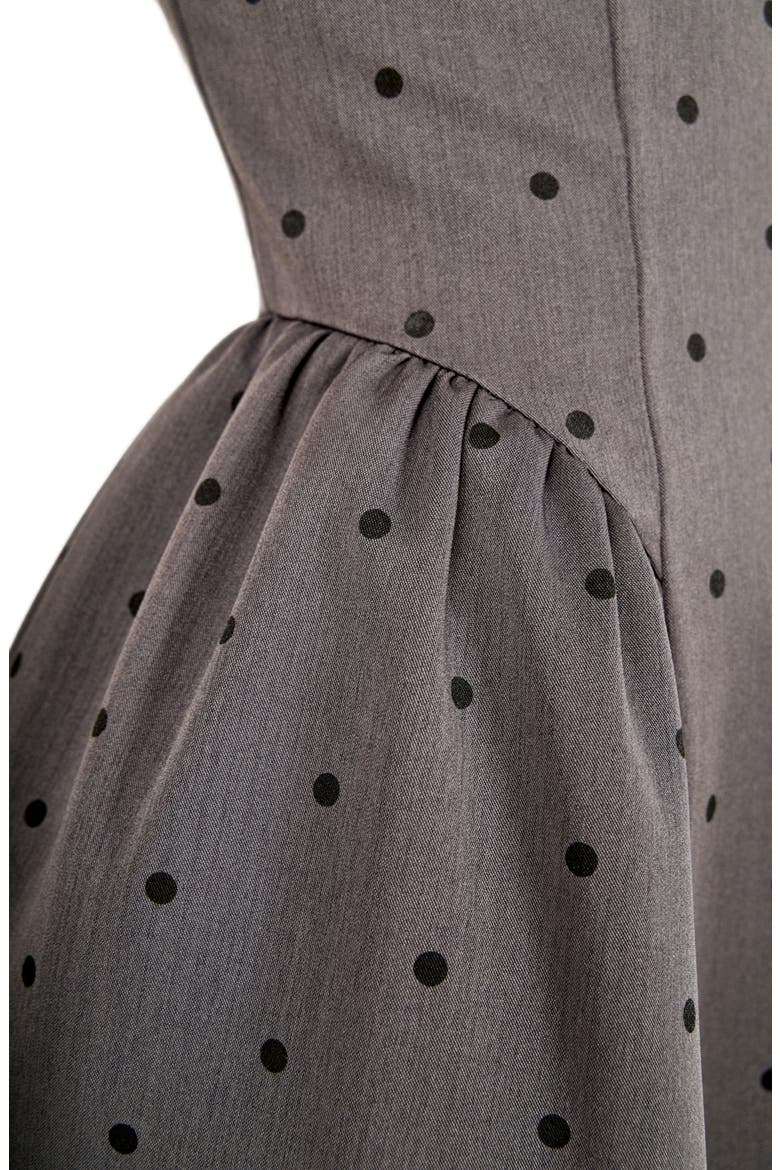 Polka Dot Square Neck Dress, Alternate, color, GREY