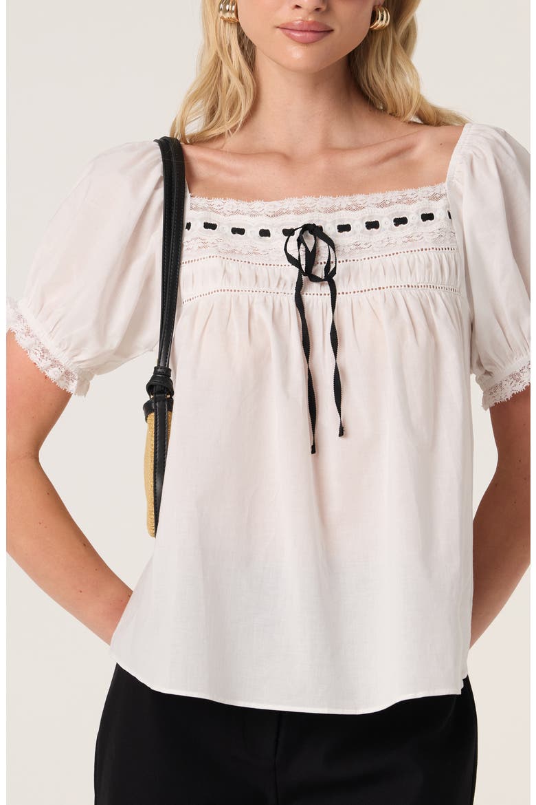 Carola Puff Sleeve Cotton Top, Alternate, color, OFF WHITE