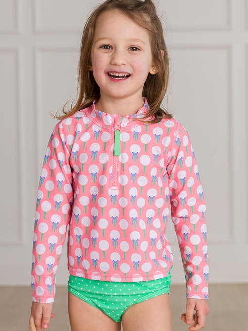 Rufflebutts Girls Upf50+ Long Sleeve Zipper Rash Guard 2-piece