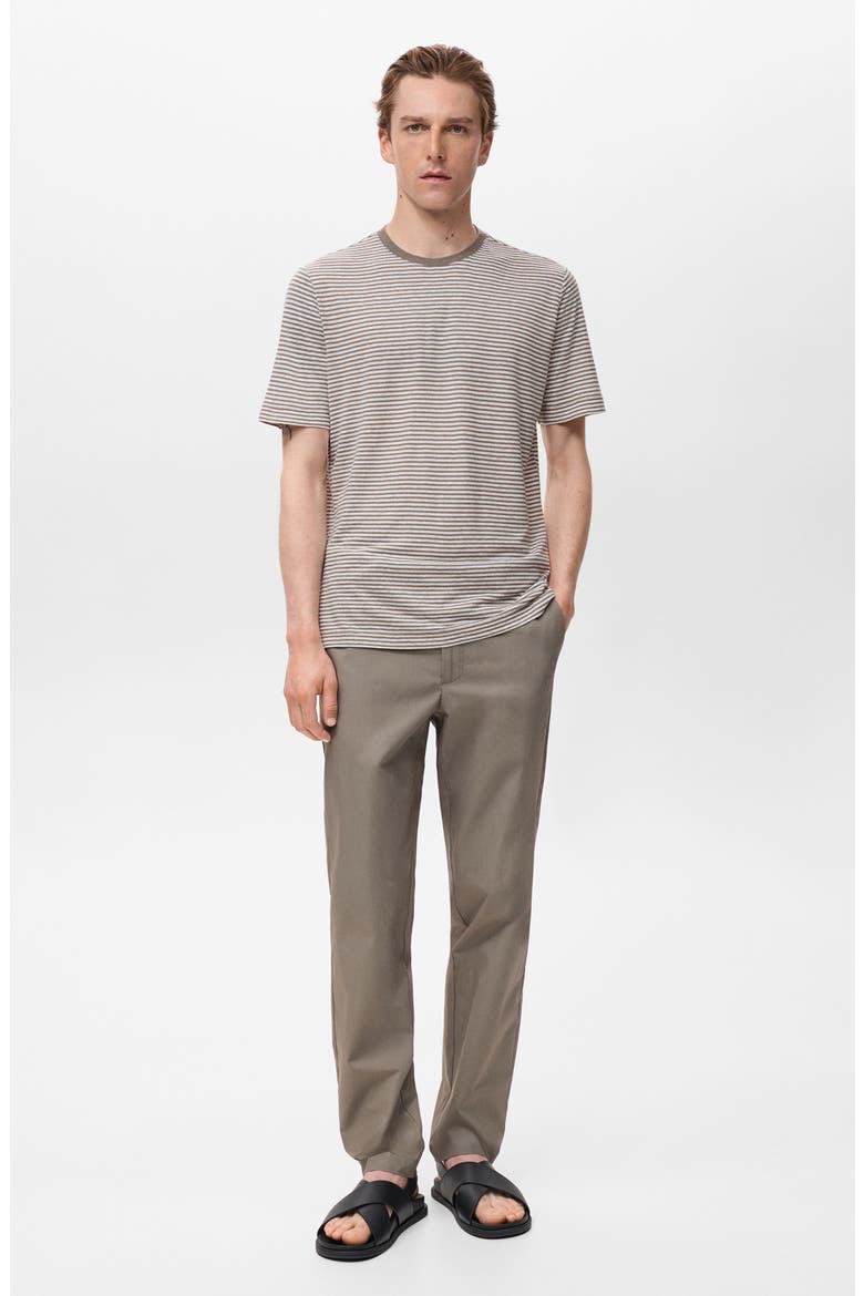 Slim Fit Stripe Linen Blend T-Shirt, Alternate, color, OFF WHITE