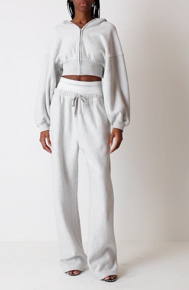 Alexander Wang Logo Elastic Waist Wide Leg Cotton Sweatpants