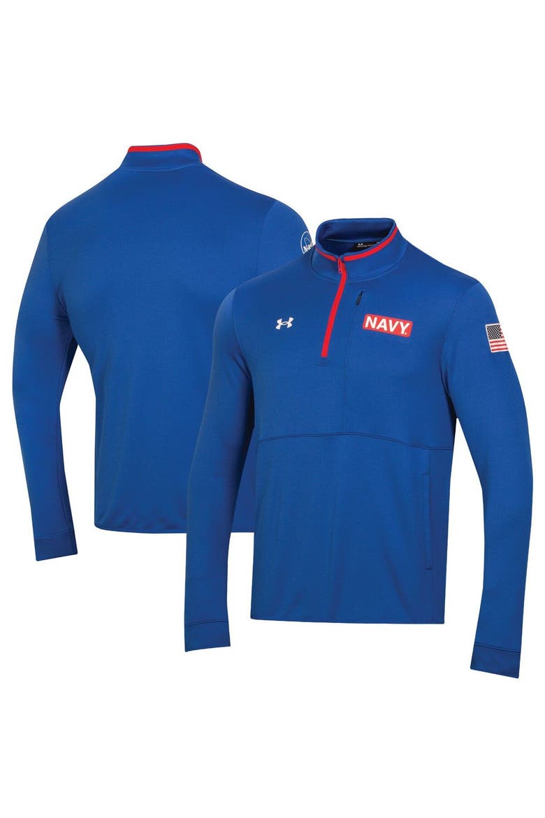 Men's Under Armour Blue Navy Midshipmen 2022 Special Games Quarter-Zip Pullover Top, Main, color, Blue