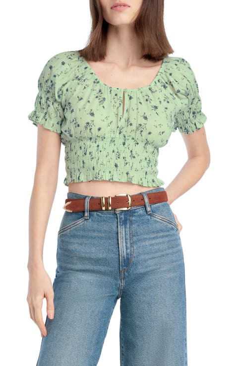 The Swoon Ruffle Trim Smocked Crop Top