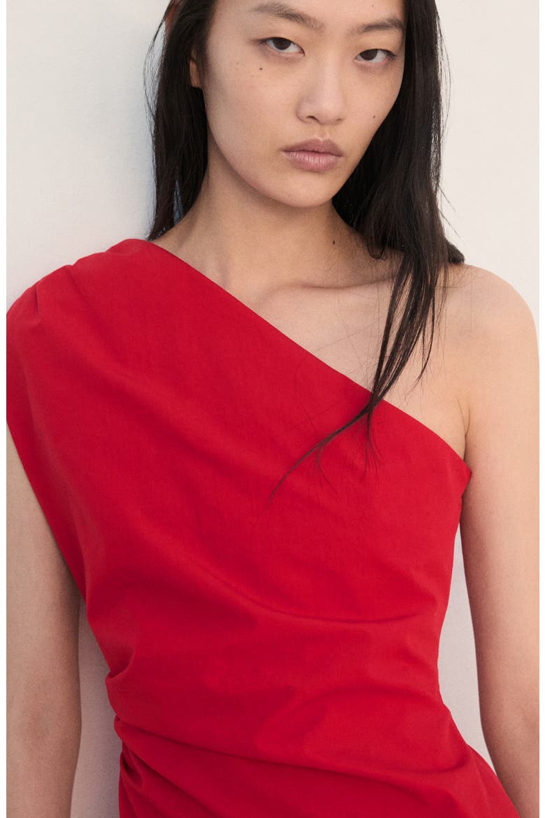 One-Shoulder Drop Waist Cocktail Dress, Alternate, color, RED