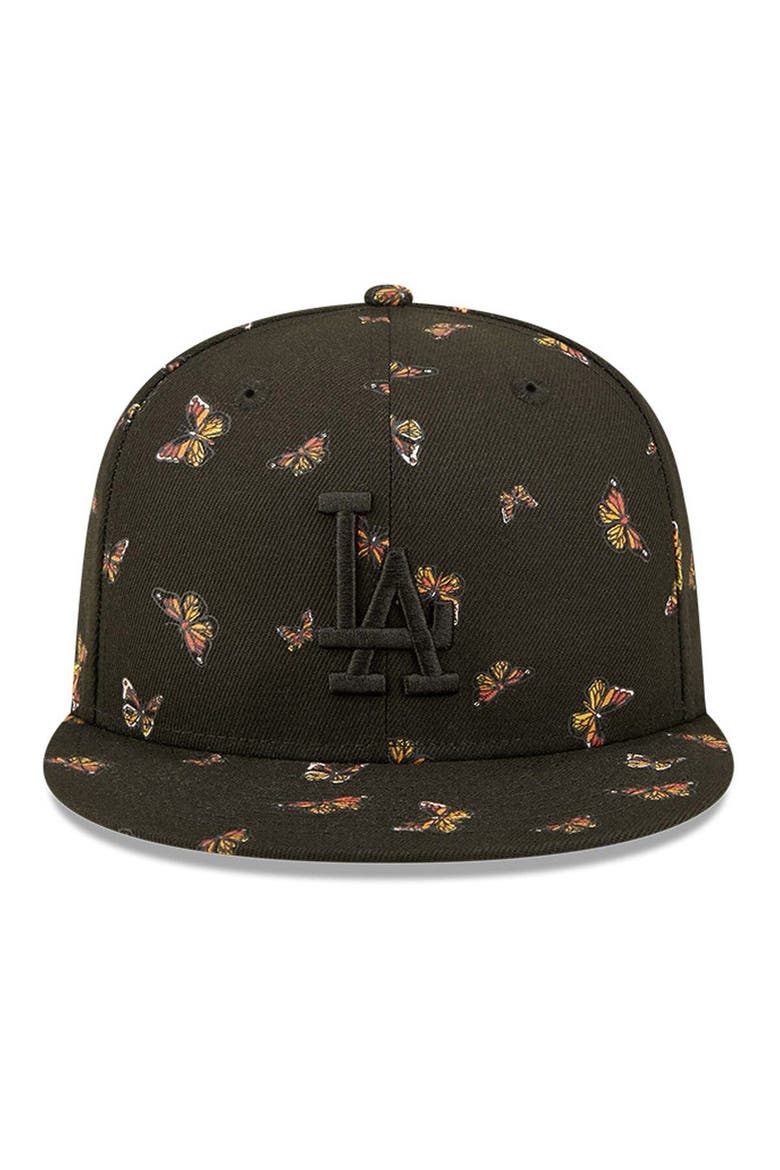 Men's New Era Black Los Angeles Dodgers Flutter 59FIFTY Fitted Hat, Alternate, color, Black