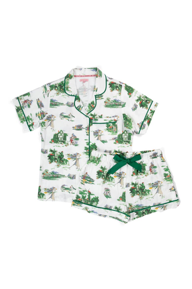 Golf Toile Pajama Shorts Set, Alternate, color, Green