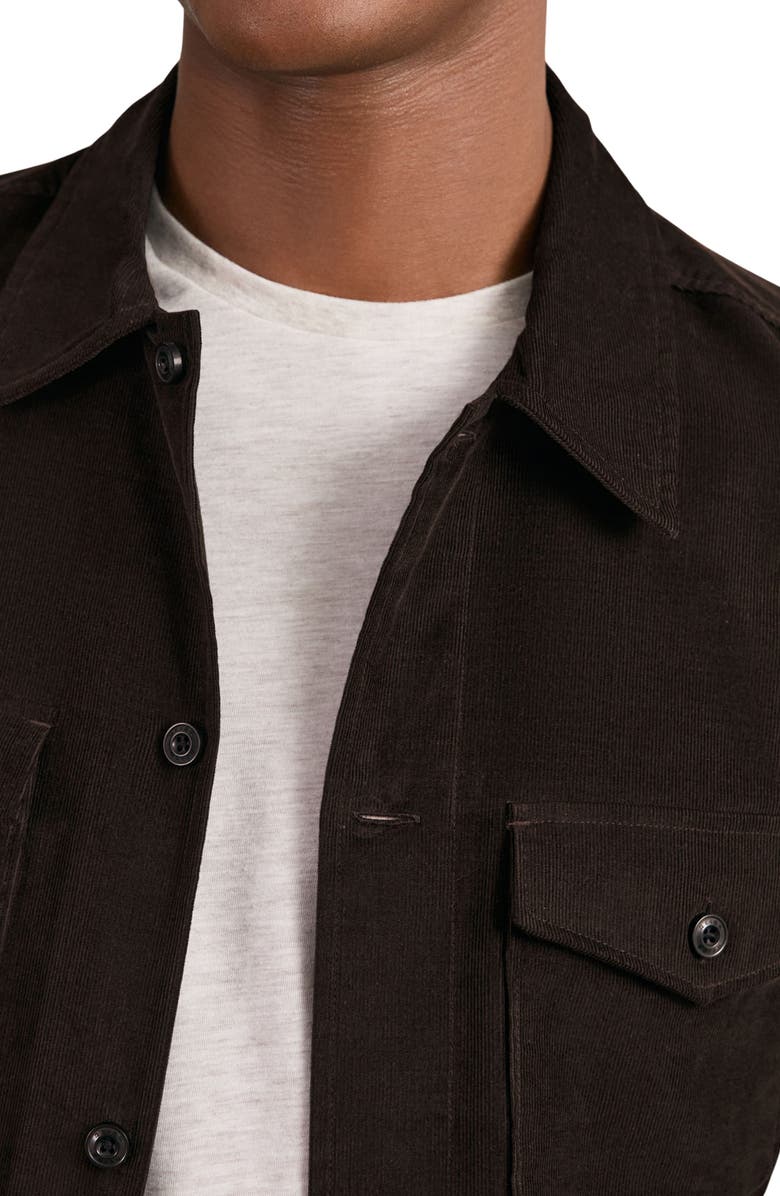Reiss Kai Cotton Shirt Jacket, Alternate, color, Brown