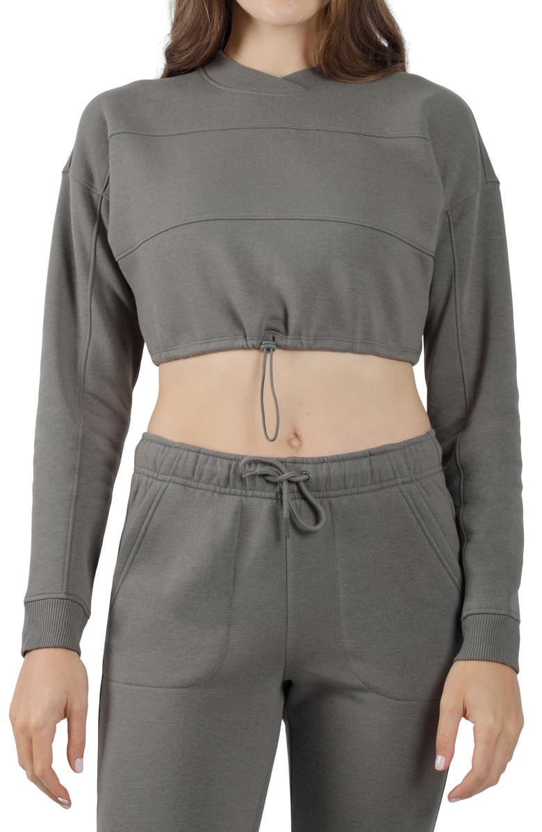 90 DEGREE BY REFLEX Brushed Cropped Long Sleeve Shirt, Main, color,