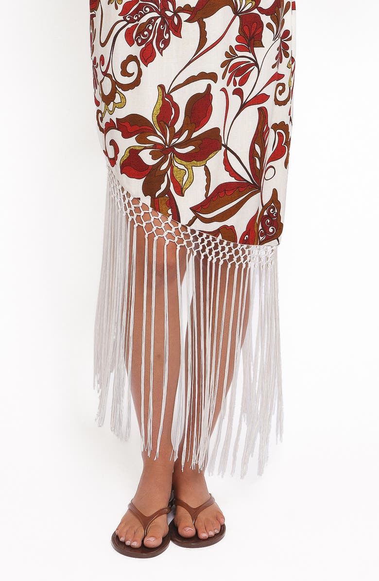 Petal & Pup Aquarius Floral Fring Trim Dress, Alternate, color, Brown Floral