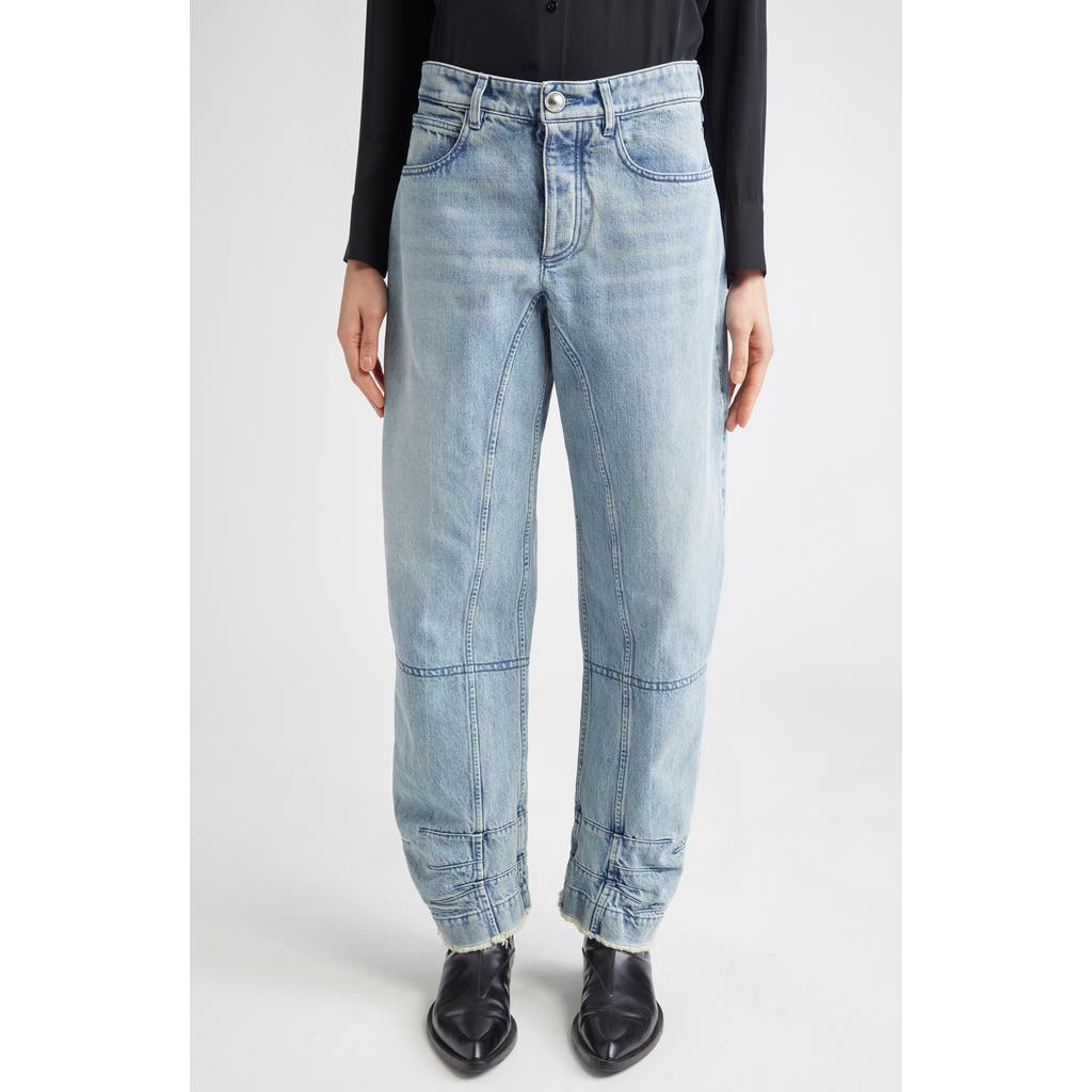 Shop Jil Sander Articulated Raw Hem Button Fly Jeans In Antartic