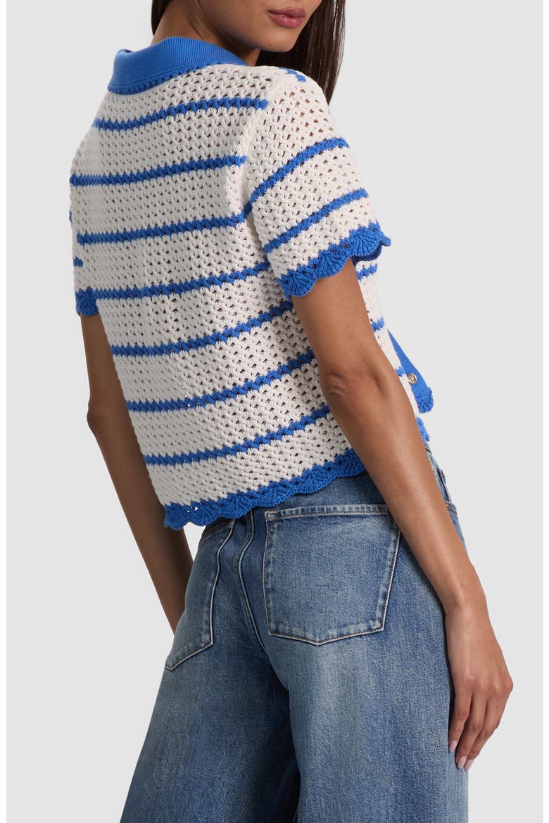 Randall Open Stitch Cotton Blend Cardigan, Alternate, color, BLUE IRIS/ WHITE