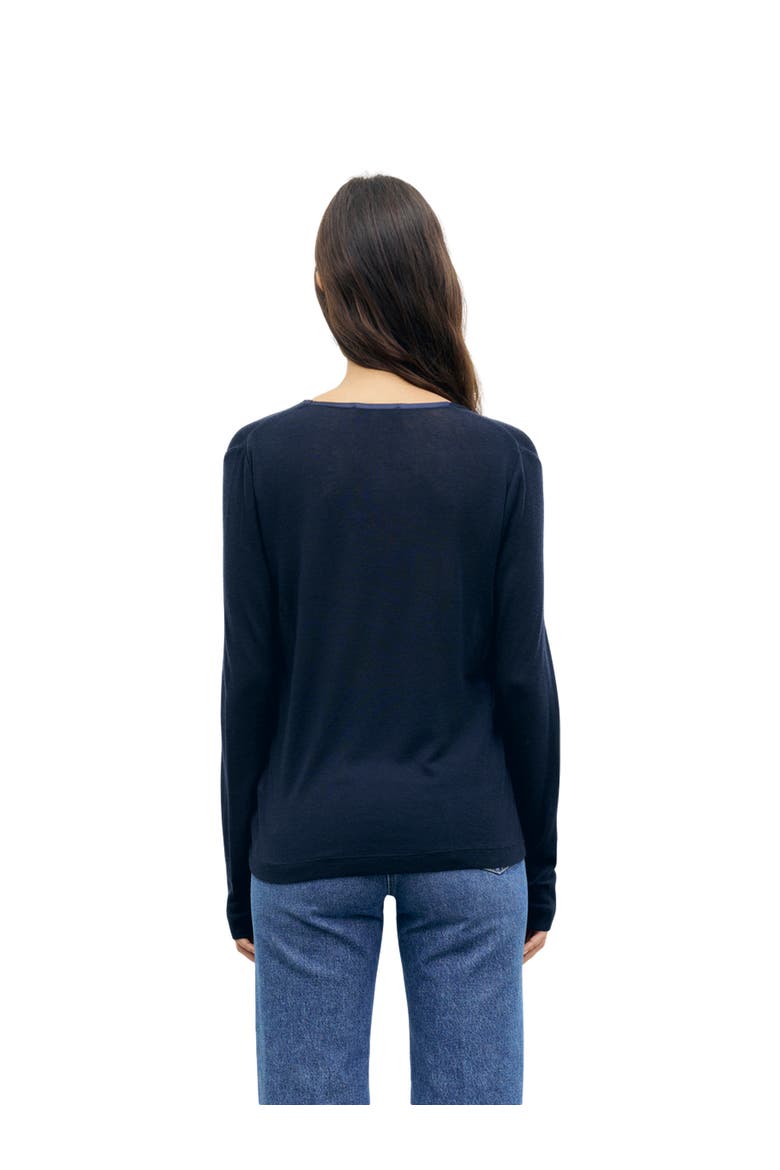 Belen Long Sleeve V-Neck T-Shirt, Alternate, color, Navy Blue