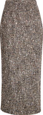ST. JOHN Tweed Midi Pencil Skirt