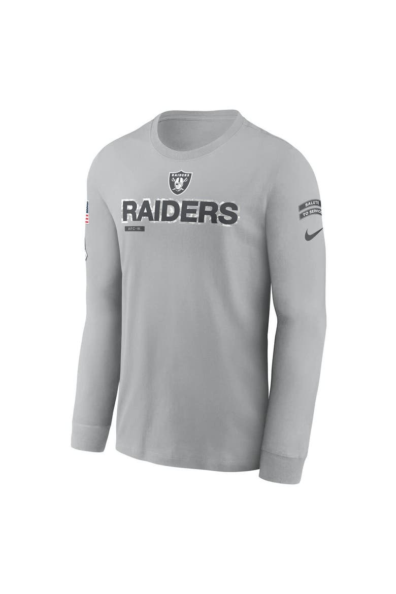Men's Nike Gray Las Vegas Raiders 2024 Salute To Service Long Sleeve T-Shirt, Alternate, color, Gray