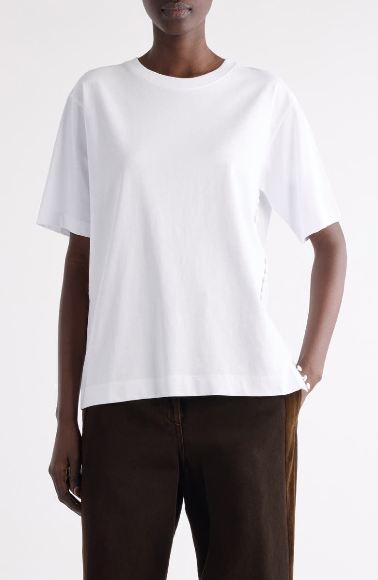 Dries Van Noten Heydu Side Button Cotton T-Shirt, Main, color, White