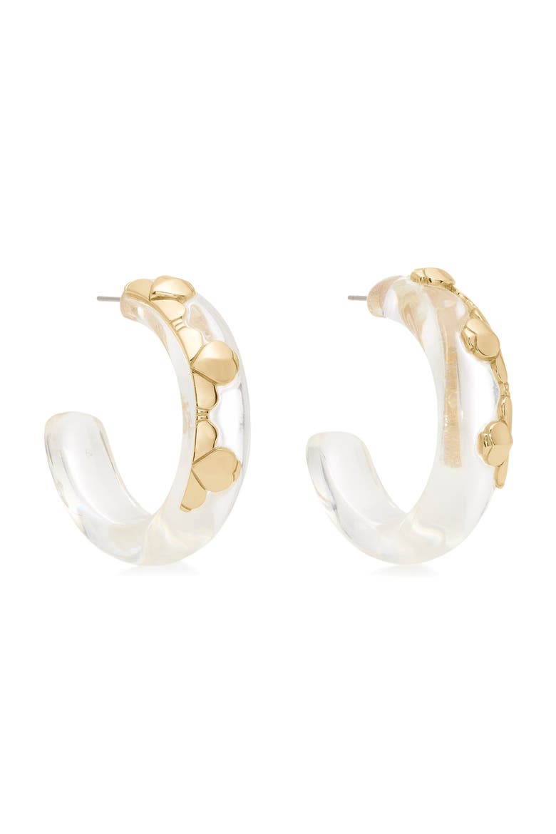 Lucite Hoop Earrings, Main, color, CLEAR/ GOLD