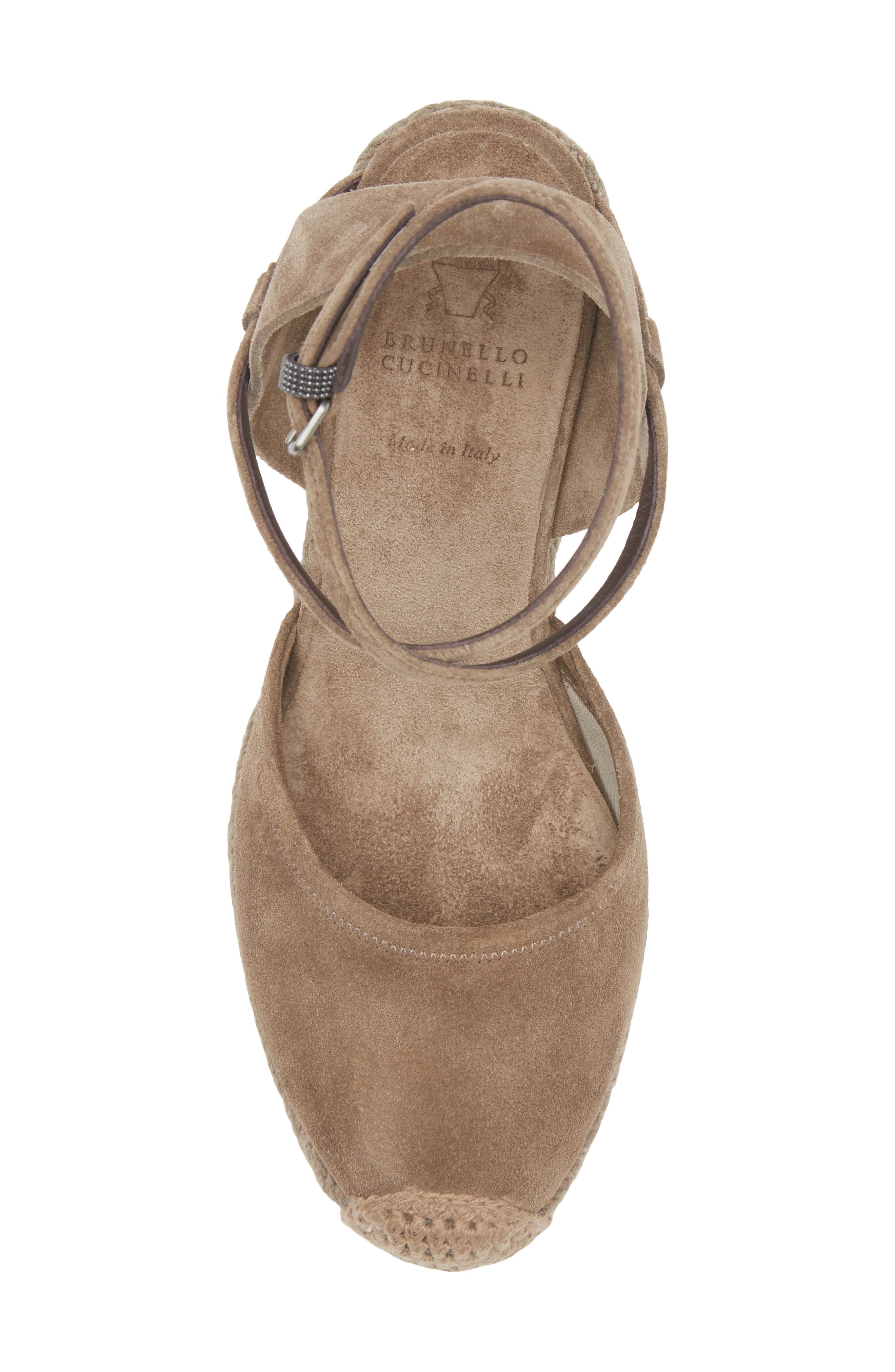 Brunello Cucinelli Espadrille Wedge Sandal, Alternate, color, Brown
