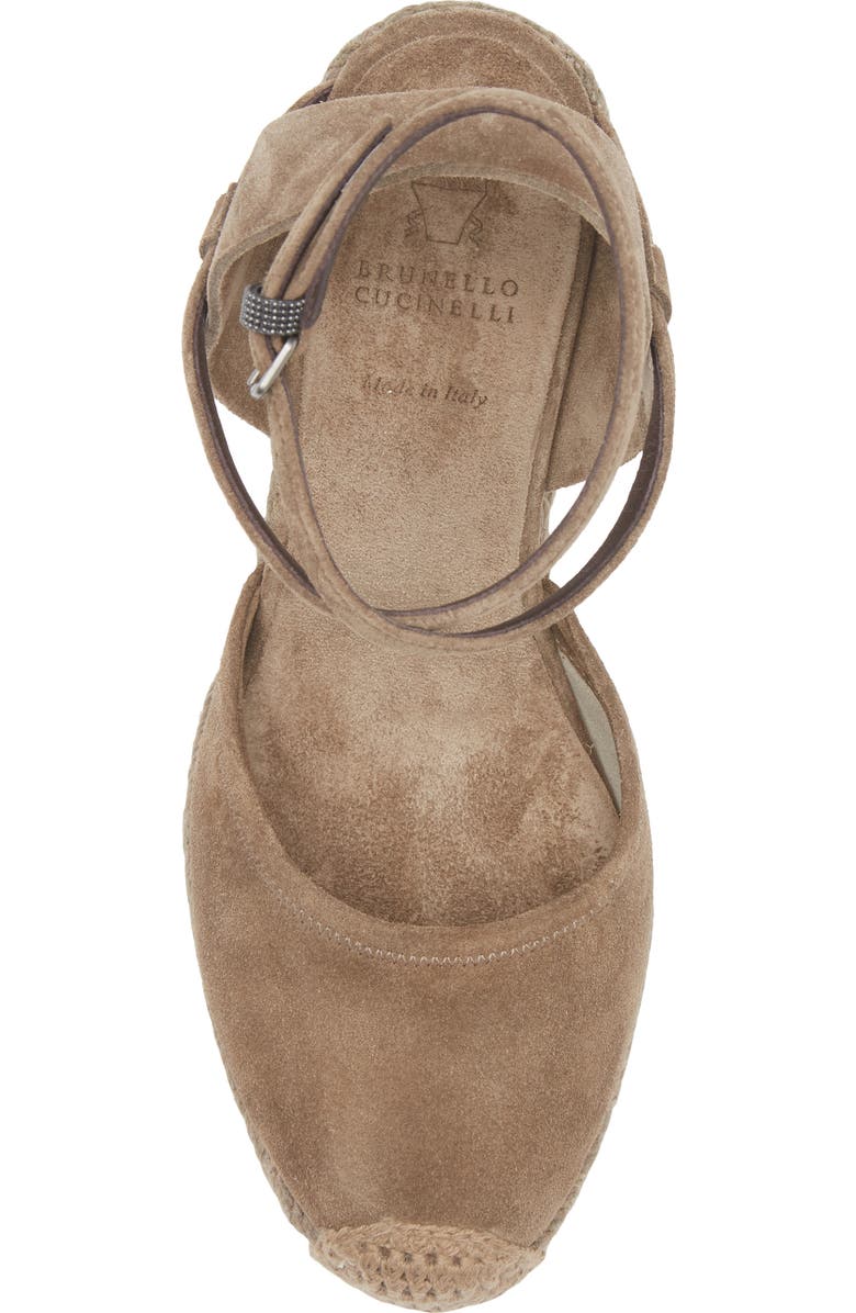 Brunello Cucinelli Espadrille Wedge Sandal, Alternate, color, Brown