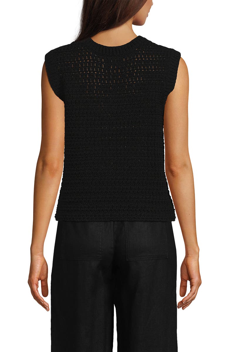 Lands' End Blend Texture U Neck Vest Sweater, Alternate, color, Black