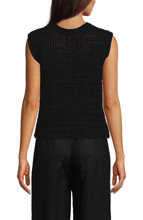 Lands' End Blend Texture U Neck Vest Sweater In Black