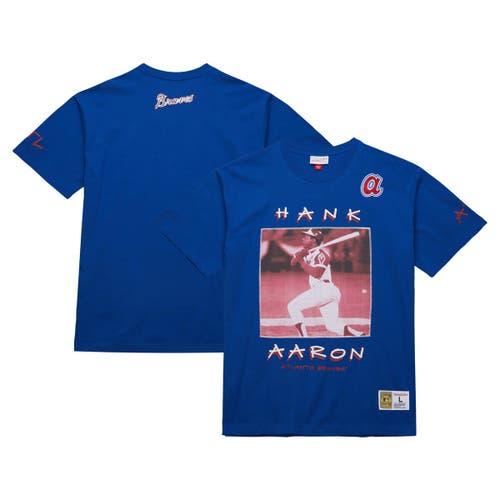 Mitchell & Ness Hank Aaron Royal Atlanta Braves Cooperstown Collection Heavyweight Premium Player Vi In Royal