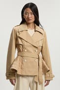 Karen Millen Quilted Padded Peplum Short Trench Coat