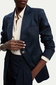 Karen Millen Tailored Linen Single Breasted Blazer