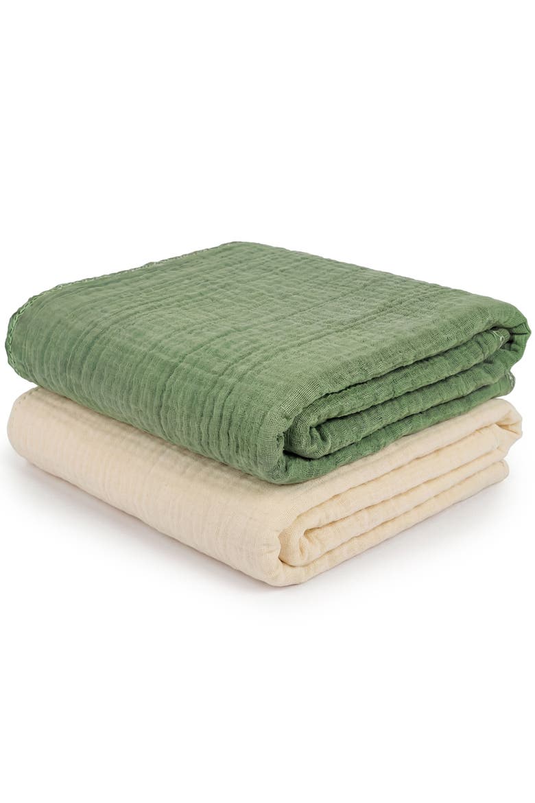 Muslin Baby Blanket, Main, color, Green