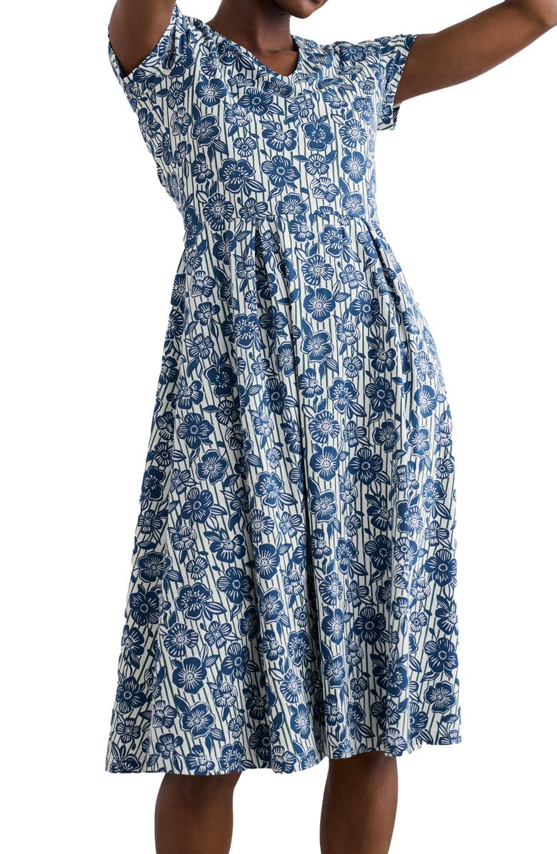 Seasalt Cornwall Pier View Floral Midi Fit & Flare Dress, Alternate, color, Floral Imprint Chalk