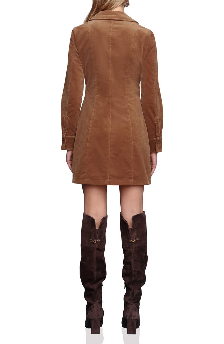 Avec Les Filles Long Sleeve Corduroy Zip Front Shirtdress, Alternate, color, Camel