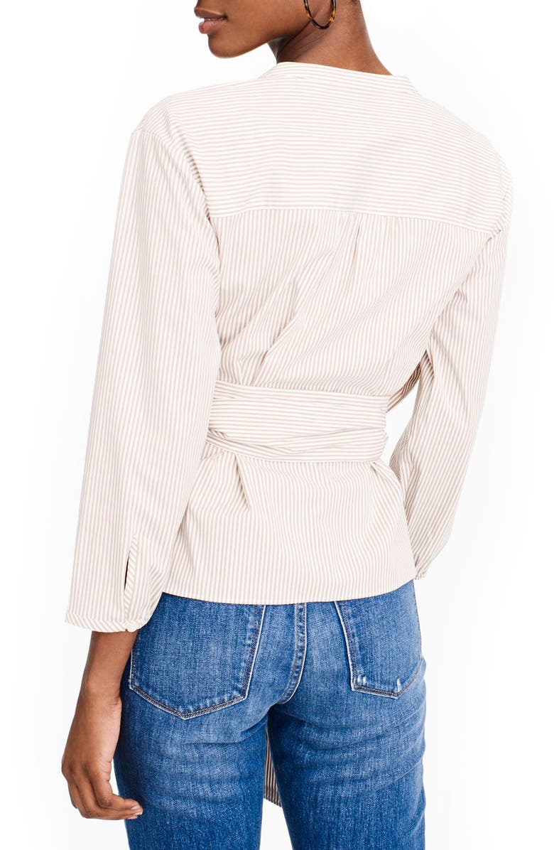 J.Crew Stretch Cotton Stripe Wrap Top, Alternate, color,