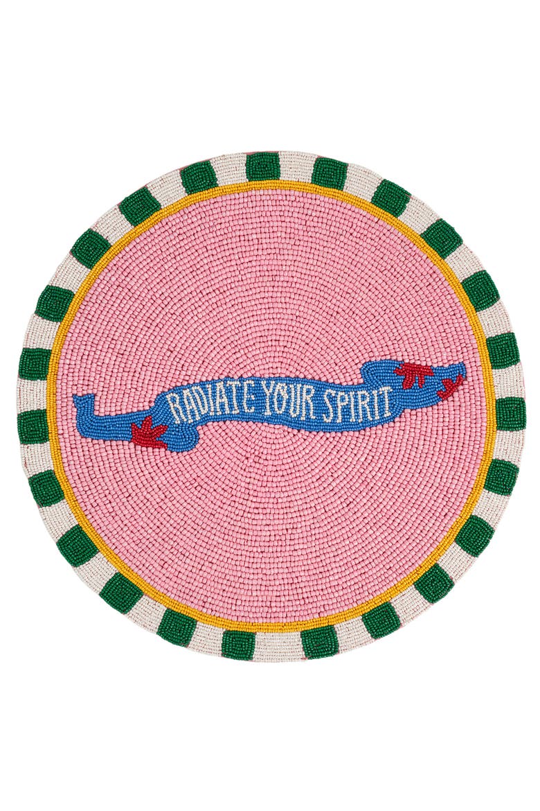 Dadri Beadded Placemat Spirit 14 In, Main, color, Pink