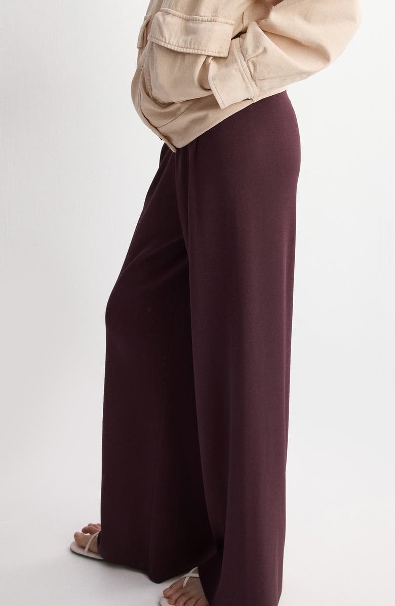 MANGO Knit Pull-On Straight Leg Pants, Main, color, Burgundy