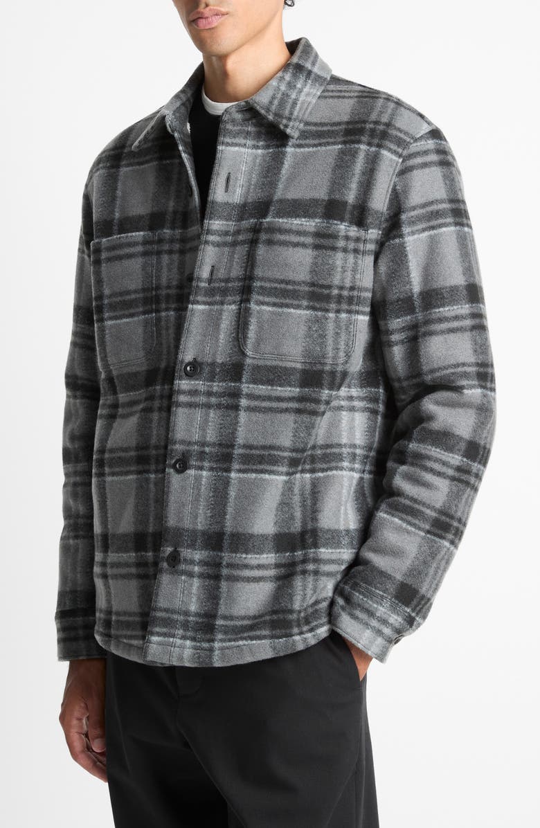 Vince Plaid Shirt Jacket, Alternate, color, Medium Heather Grey Combo