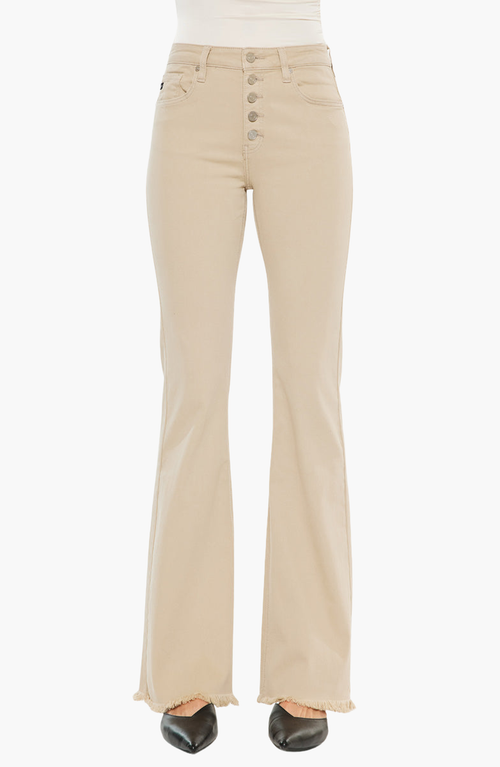 Kancan Ricola High Rise Flare Jeans In Neutral